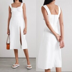 Reformation Seaside Linen Midi Dress LWD 8